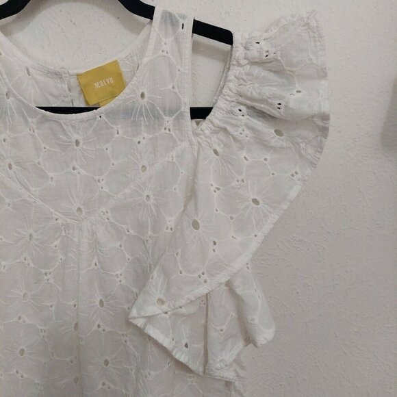Maeve Women’s Lace Blouse Top White Off The Shoulder Ruffle Sleeve Tank Size S - Picture 2 of 9